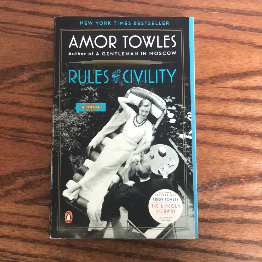 Rules of civility by amor towels, good condition, paperback